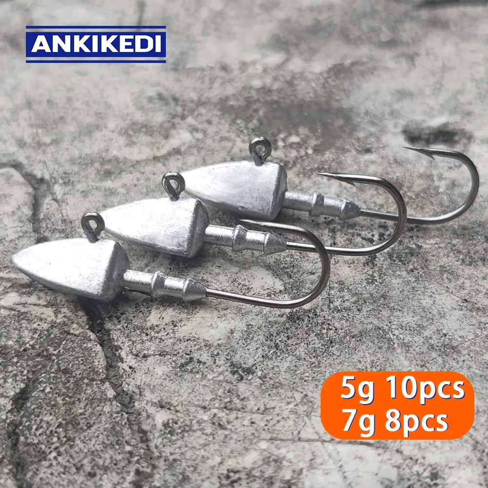 

ANKI KEDI Jighead Fishing Hooks High Steel Carbon Material Treble Fishing Hook Round Folded Saltwater Bass 5g 7g Tackle Tool