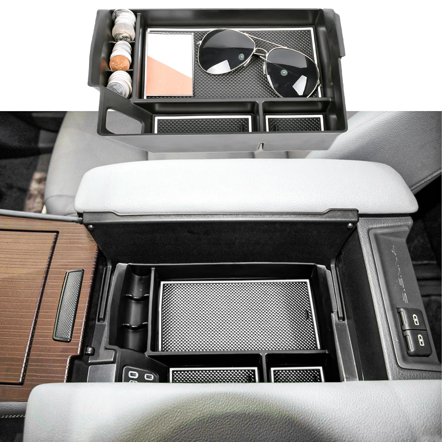 

Контейнер для хранения для Toyota Sienna XL40 4-го поколения 2021 2022, автомобильный центральный подлокотник из АБС-пластика, органайзер для Toyota Sienna, ак...