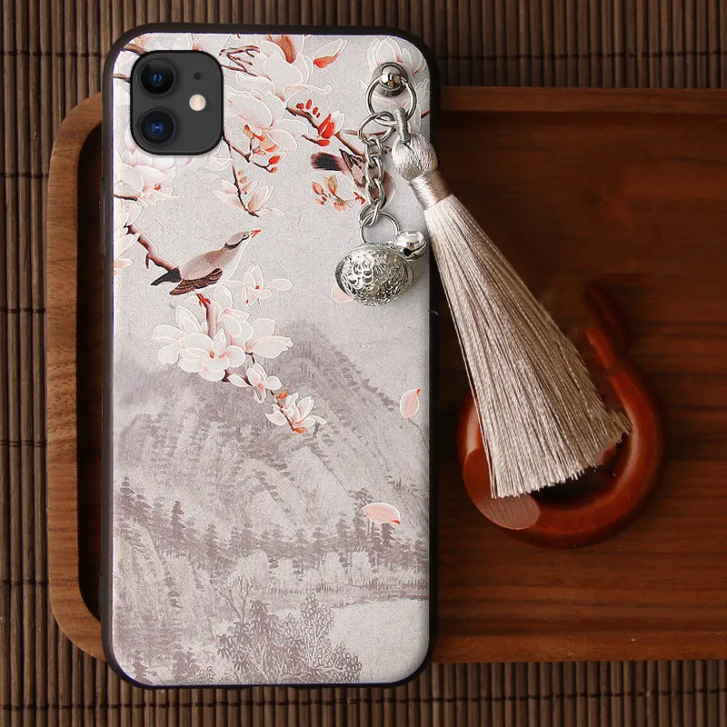 Pattern B 3D рельефный чехол для iPhone 11 Pro Max XS XR X 10S 7 8 6 6S Plus чехол тиснение колокольчик-кисточка противоударный мягкий чехол для Apple XS Shell - Цвет: Pattern B