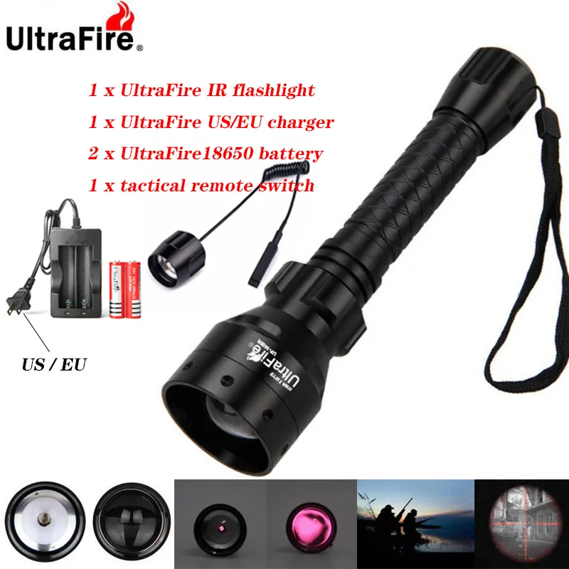 B suit Светодиодный фонарь Ultrafire ИК Ночное видение фонарик 10 Вт 850nm 940nm светодиодный фонарик с функцией инфракрасного излучения охотничий фонарь 18650 Батарея - Испускаемый цвет: B suit