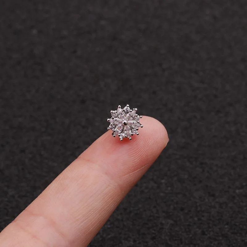 Лидер продаж высокое качество Снежинка поверхности козелка пирсинг серьги