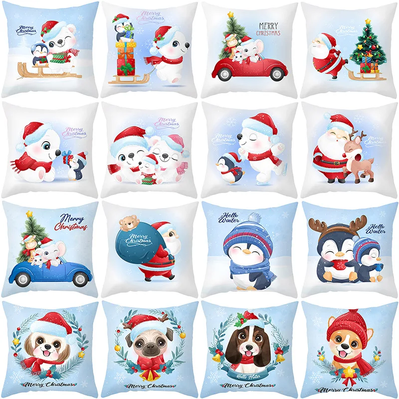 

Christmas Snowman Cushion Cover DIY Customized Throw Pillow Home Decorative Square Printing Pillowcase Sofa Cushion 45*45cm