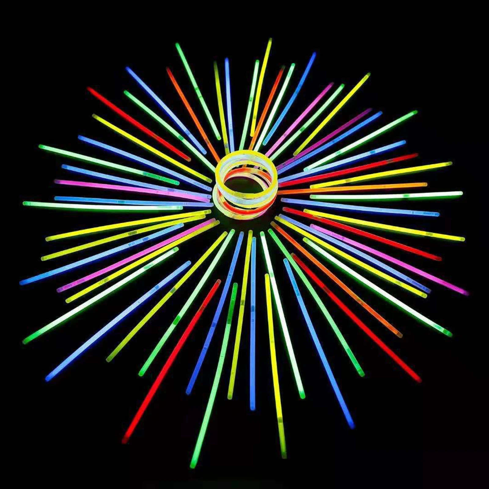 

100Pcs Fluorescence Light Glow Sticks Bracelets Necklaces Neon for Wedding Holiday Party Glowing Stick Decoration