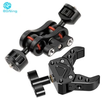 camera magic arm dual ball head with 14 38 arri crab claw clip monitor stand super clamp holder video light dslr flash rig