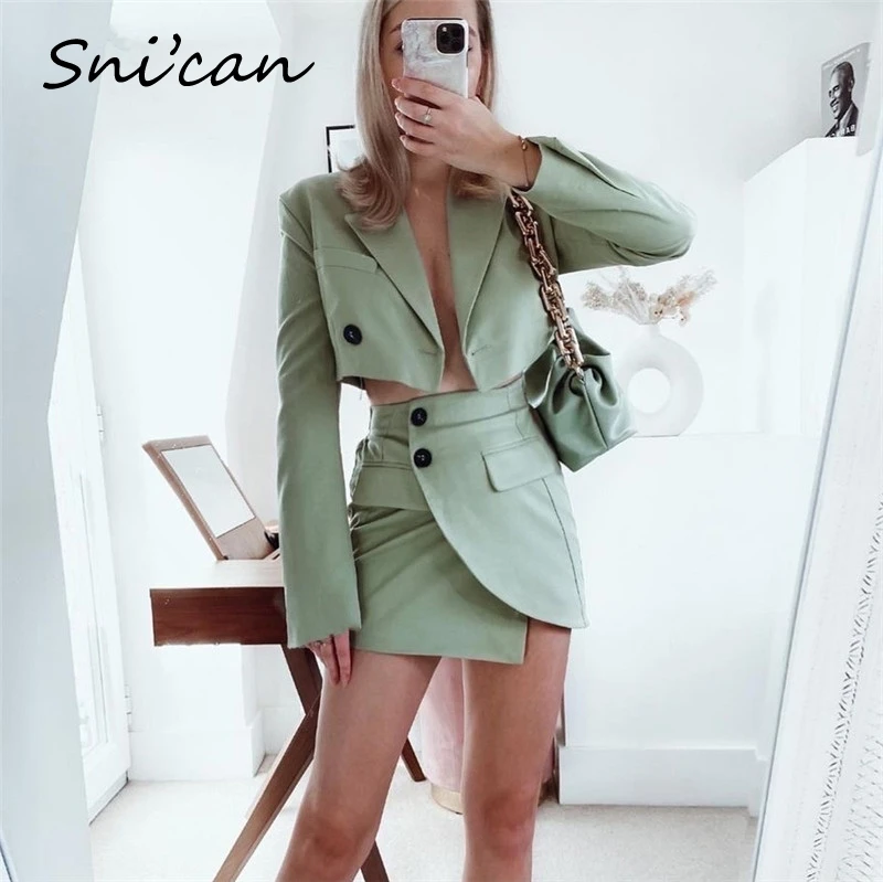 

Женская Асимметричная офисная юбка, зеленая винтажная юбка на пуговицах с высокой талией, лето 2021