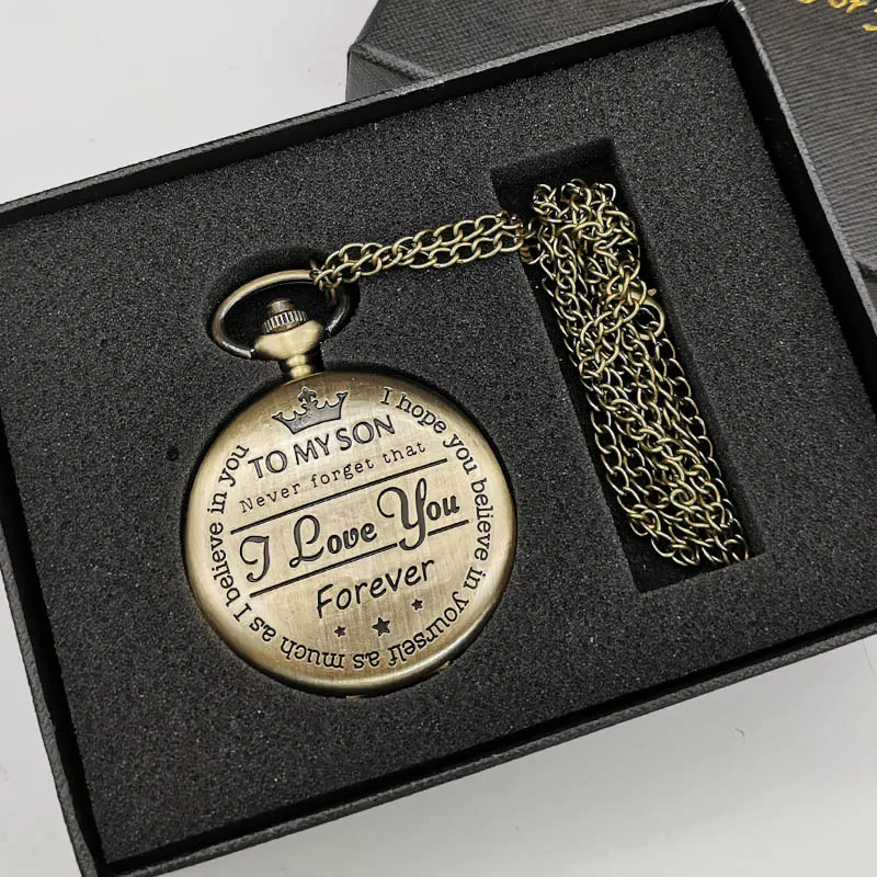 Кварцевые карманные часы с надписью I LOVE YOU для моего сына цепочка подвеской