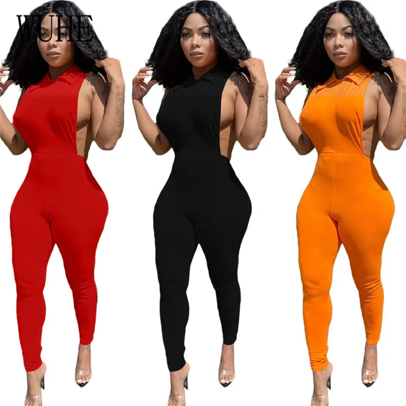 

Сексуальные облегающие комбинезоны WUHE с открытой спиной, без рукавов, с открытыми плечами, с вырезами, Спортивные Повседневные Клубные летн...