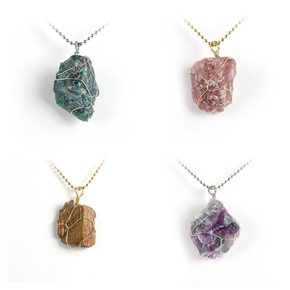 Естественный неправильной формы ожерелье с кристаллами Тигрового Глаза из