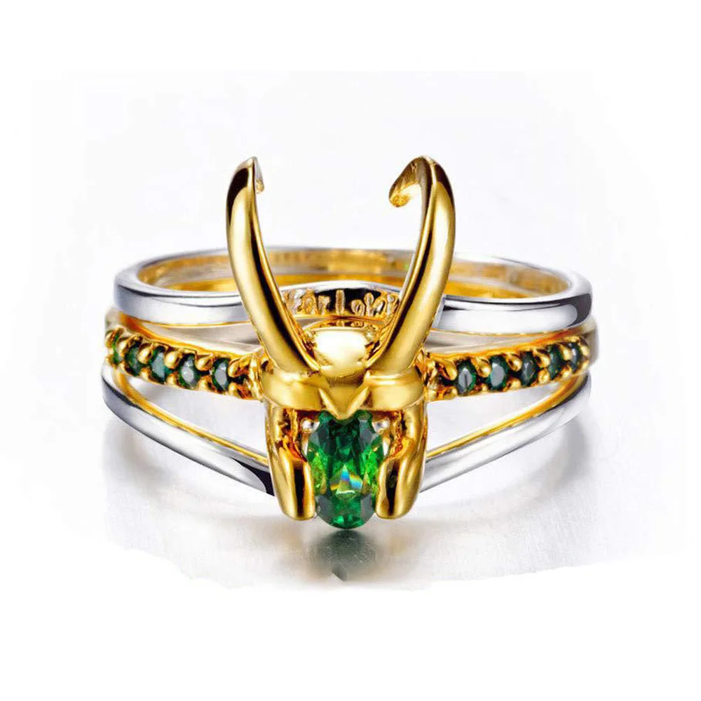 

Loki Ring Thor Loki Helmet Matching Rings Set For Women Men Super Hero Cosplay Props Jewelry Trend Charm Gifts Party New 2021