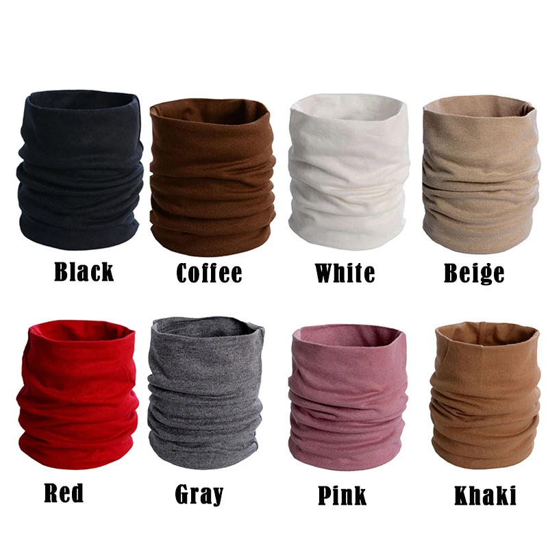 

Winter Neck Warmer Gaiter Soft Cotton Lined Pure Color Knit Circle Scarf Windproof for Women Men Health99