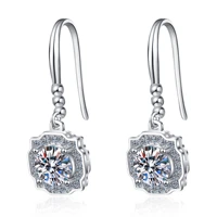 anziw 925 sterling silver round cut moissanite diamond classic hook earring for women fashion hook earring wedding jewery