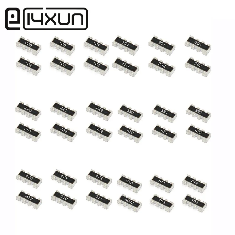 100 шт./лот SMD Exclusion 0603 Array 8P4R 2*4P сетевой резистор массив 22R Ом ~ 510R 1K 470K Ом|Соединители|