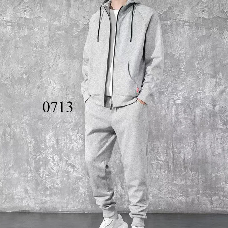 

New men's casual sports suit 2020 autumn and winter plus velvet thickening trend sports two-piece suit