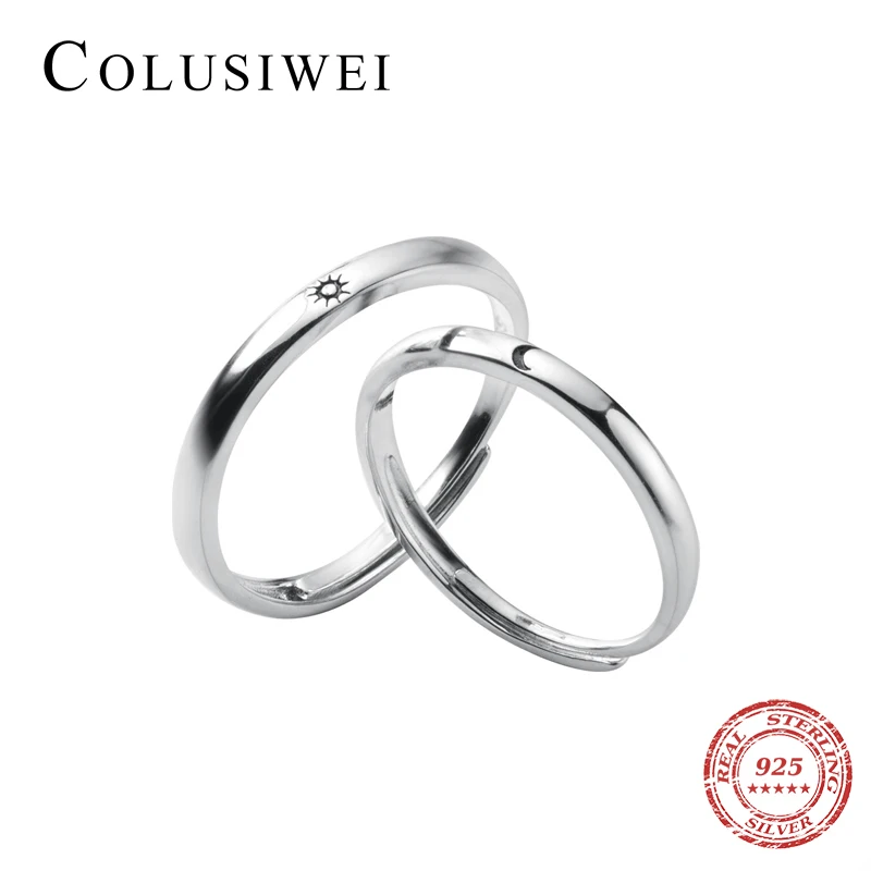 Colusiwei подлинное серебро 925 пробы солнце и лунные кольца парные серебряные