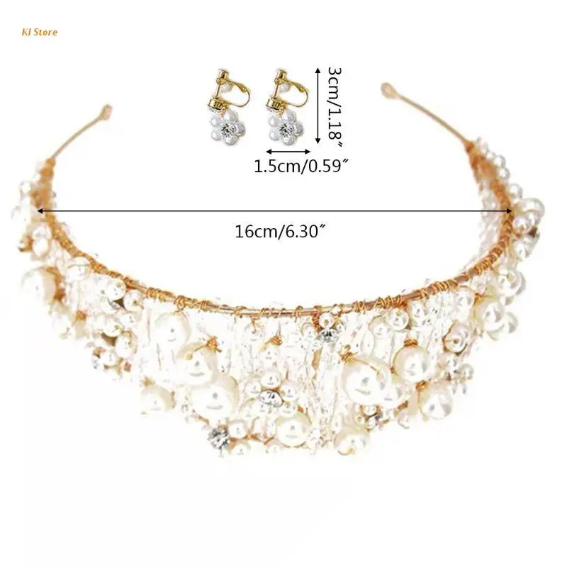 Корейский набор с крупными жемчужинами и кристаллами повязка на голову для