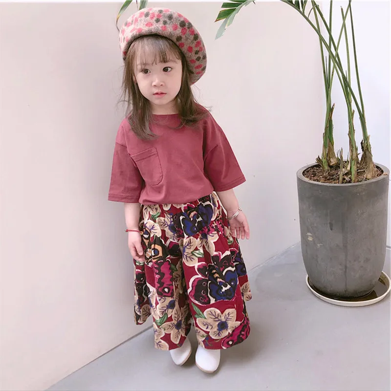 

Brand Children Set Girls Suit Kids T-shirt and Pants 2018 Summer Baby Tee Shirt + Calf Length Pants Toddler Clothes Set,#3032