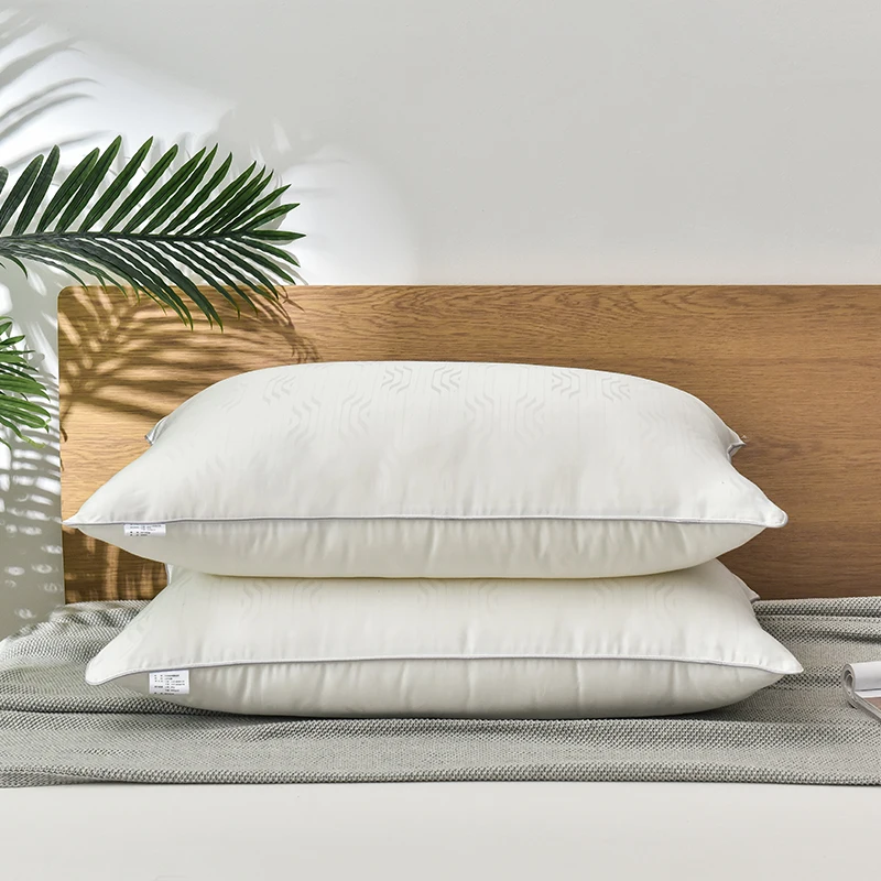 Almohadas de cama de seda Mulberry, relleno de seda Natural, Jacquard, anti&aacute;caros, suaves y esponjosas, para Hotel y cuello, 48x74, 1100 gramos-0