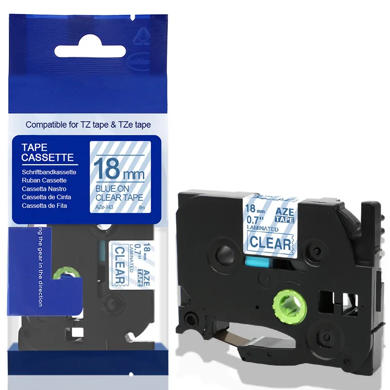 Blue on Clear Labelife 1 шт. 26 цветов 18 мм черный на белом TZe241 TZ241 TZe-241 TZe 241 Совместимость с Brother P-Touch этикетка лента для P-T D210 - Цвет: Blue on Clear