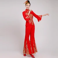 chinese style hanfu female adult hmong clothes national style yangko dance fan dance stage costume performance costume