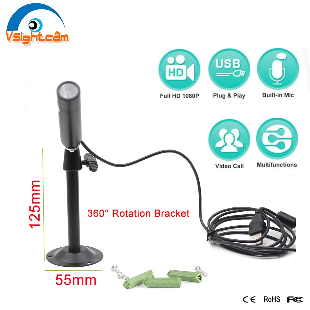 Mini Bullet USB Camera HD 1080P webcam Tube Style High-Def Video Calling Web camera With Mic Conference Computer Cam