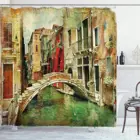 Венеция Ванна Шторы Водонепроницаемый душ Шторы s Винтаж произведение живописи Стиль исторический Венецианский штора с изображением пейзажа Шторы для Ванная комната