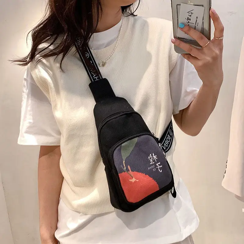 

Leisure Bag 2021new Women's Universal Spring Wallet Collection Sports Chest Bag Multi-function Cross Mobile Canvas Chest Bag