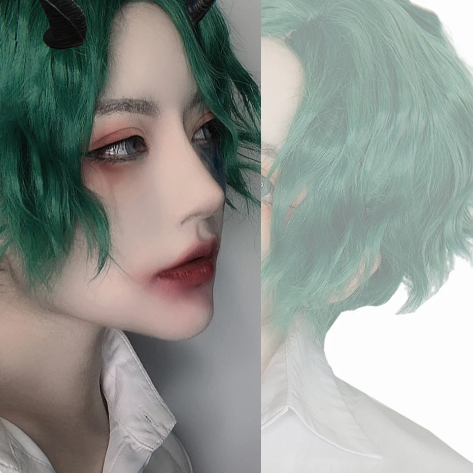 AILIADE Green Cosplay Wigs Short 9" Messy Clown ‘Joker’ Natural Part Side Synthetic Hair for Women Party Halloween | Шиньоны и