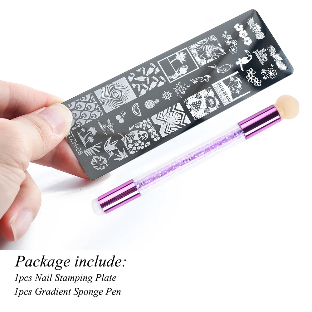 2pcs Stainless Steel Nail Stamping Plates Set Flower Animal Image Stamp Stencil Art DIY Accessories Tool JISTZH01-12-1 | Красота и