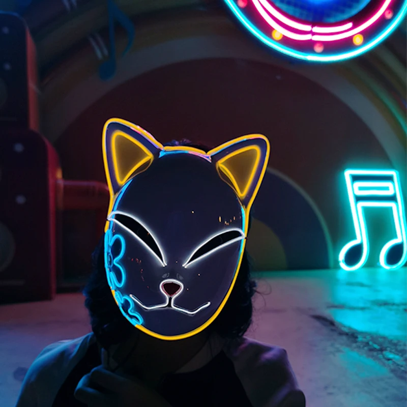 New Fashion Luminous LED Mask Multicolor Neon Glow Party Scary Halloween Cosplay Light Up | Дом и сад