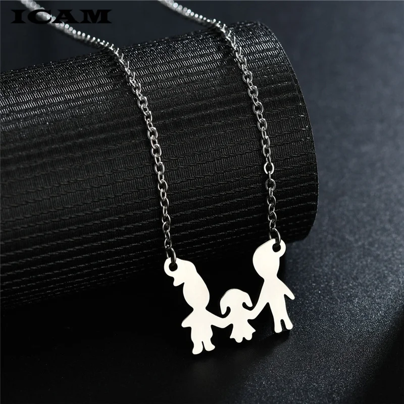 ICAM высокое качество 316L нержавеющая сталь любящее семейное ожерелье для девочек