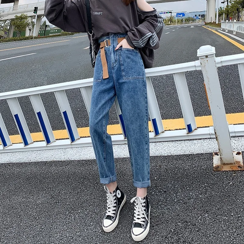 Женские джинсы с высокой талией и широкими штанинами джинсовая одежда в стиле