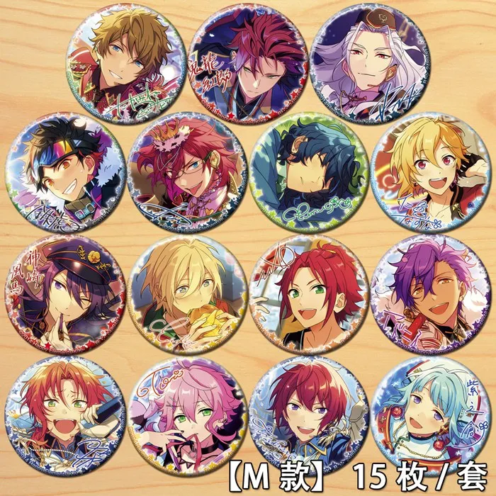 Anime Ensemble Stars Tenshouin Eichi Isara Mao Figure 8544 Badge Round Brooch Pin Gifts Kids Collection Toy