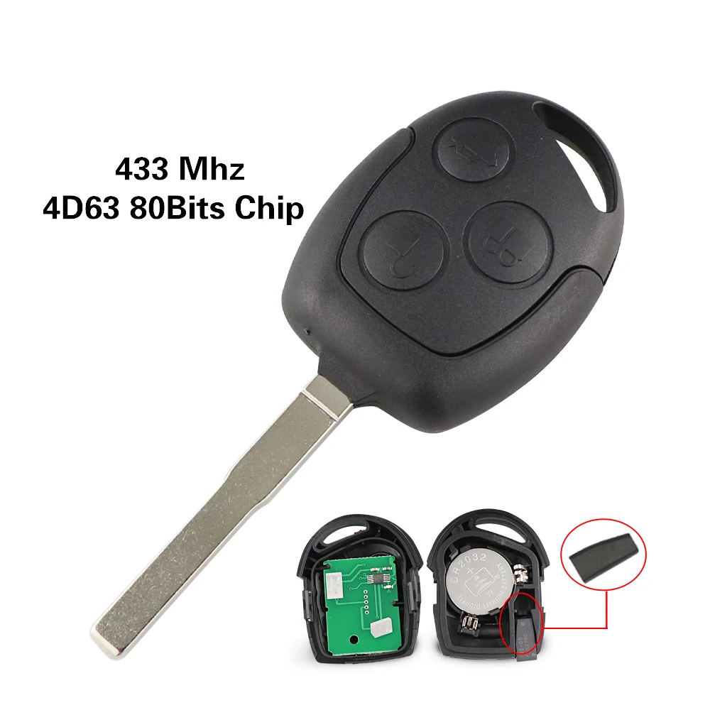 

Умный дистанционный автомобильный ключ YIQIXIN, 3 кнопки, брелок для Ford Focus 2 Fiesta Transit Mondeo Fusion Galaxy 433 МГц 4D60 4D63 40/80 бит чип