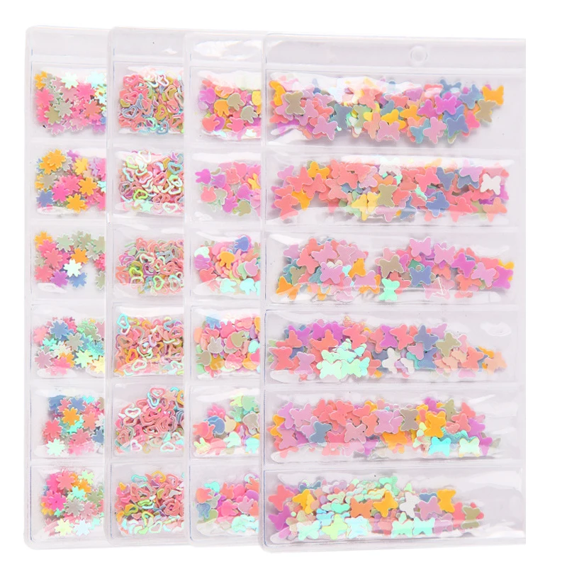 

1 Bag Nail Art Holographic Stars Heart Snowflake Shape Candy Color Nail Glitter Sequins Sparkly Flakes Slices for Manicure Decor