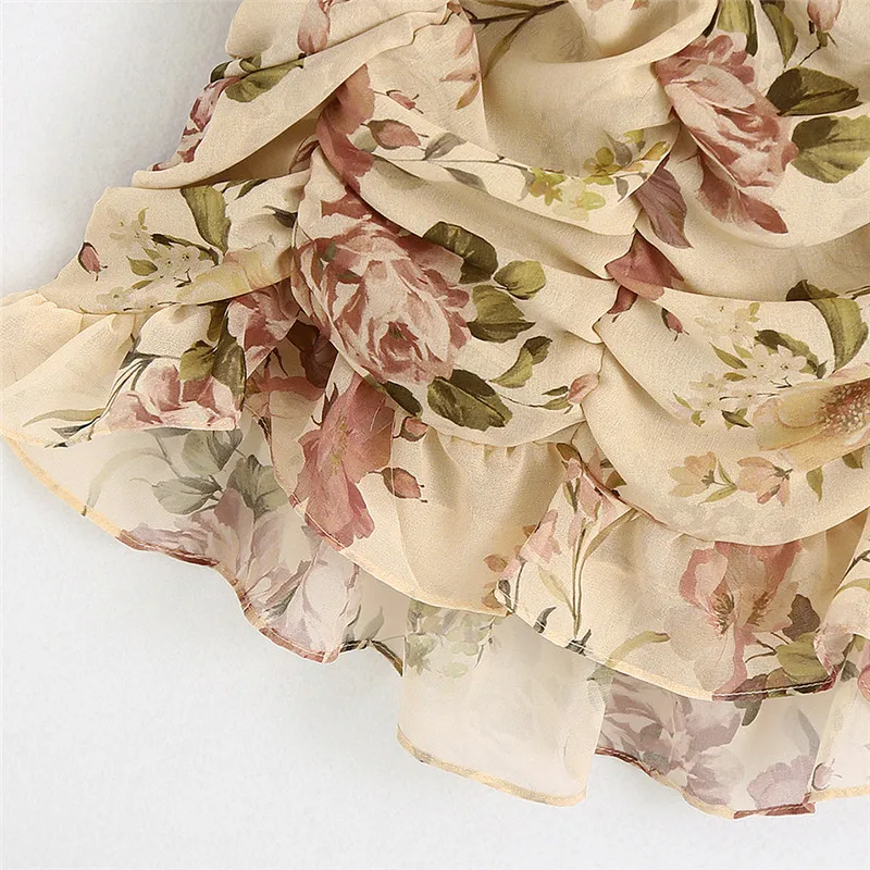 

Stylish Floral Print Women Mini Dress Sexy Pleated Puff Sleeve Bodycon Dress Chiffon Short Party Skinny Dress 2020