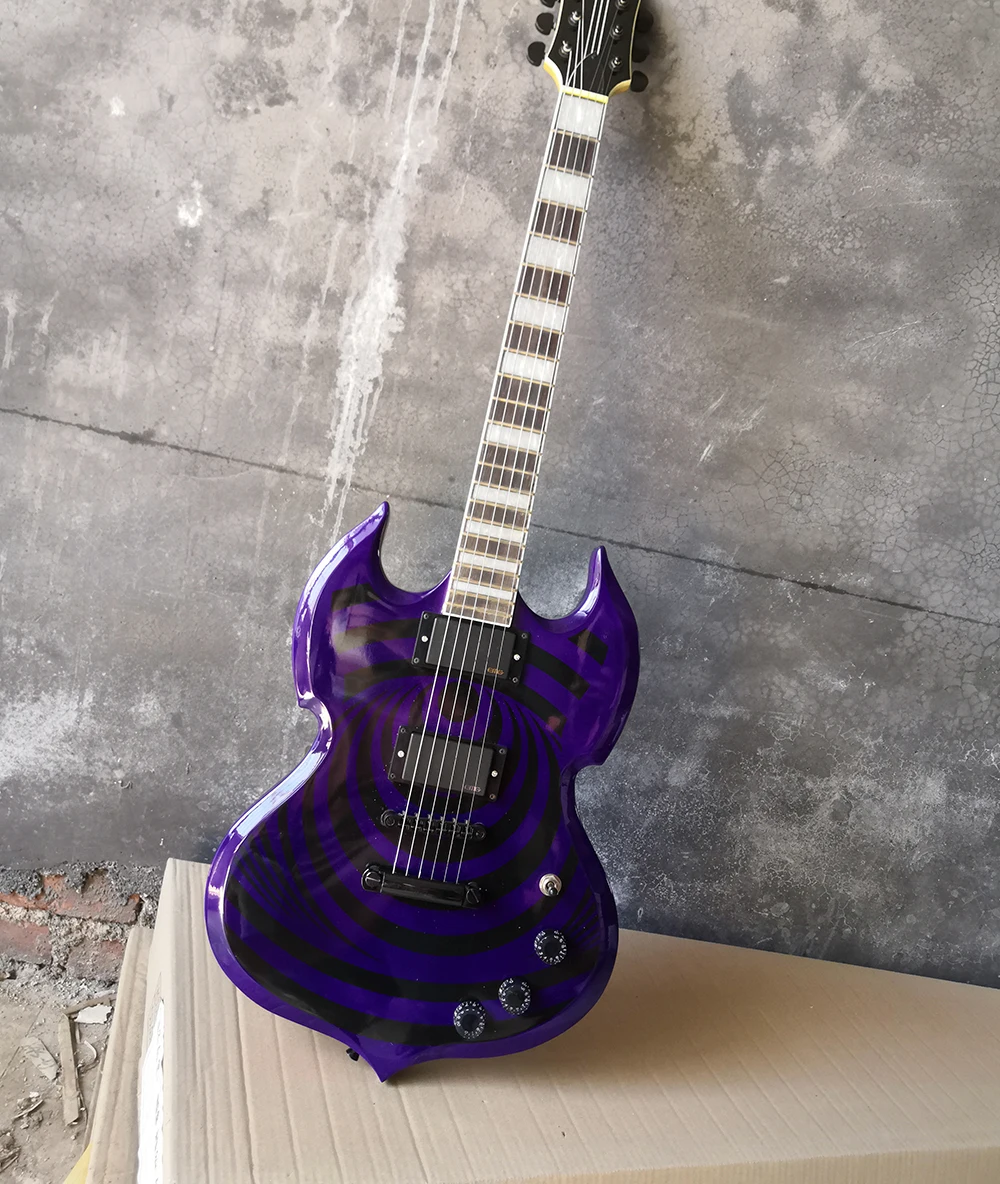 Бесплатная доставка 6 струн фиолетовая необычная электрическая гитара с