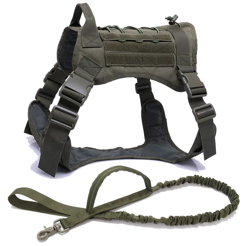 harness and leash 1000D нейлоновый ошейник для собак военный тактический поводок для собак K9 рабочий ошейник для собак Жилет для средних и больших собак - Цвет: harness and leash