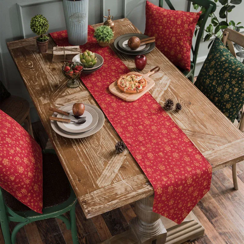 

Christmas Bronzing Wind Chime Table Flag American Country Simple Table Runner Decorations for Home TV Cabinet Coffee Table Flag