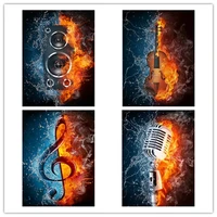 5d diy diamond painting tool paste cross diamond embroidery flame sound guitar microphone decoration embroidery mosaic gift