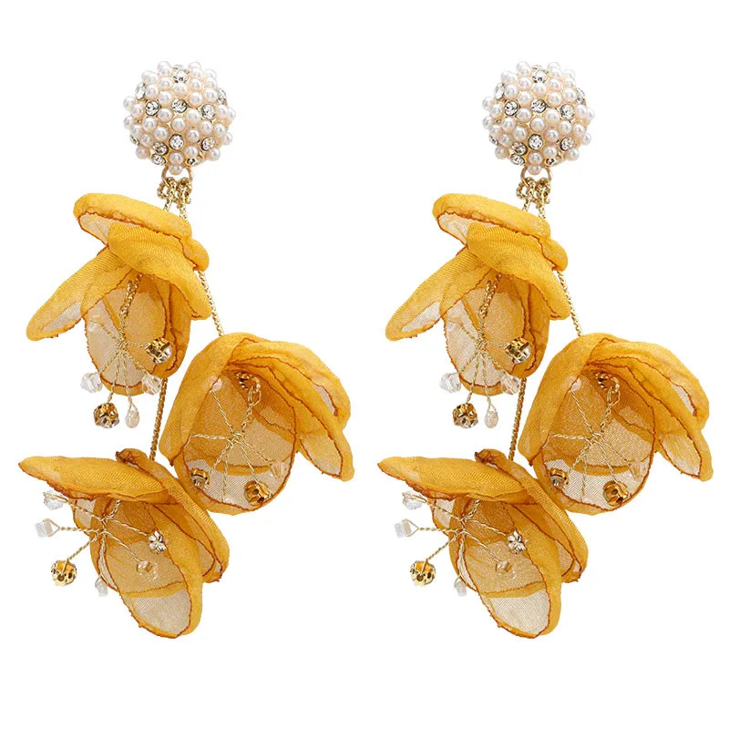 Серьги Модные ювелирные изделия европейские сетчатые газовые кружевные цветы