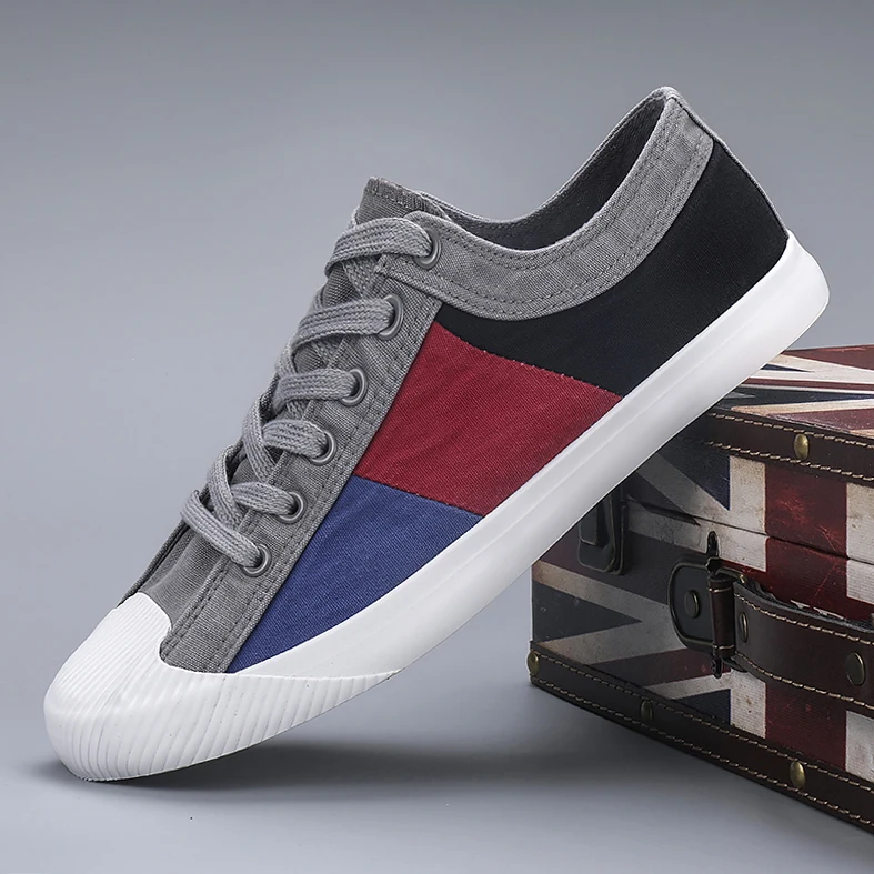 Мужская повседневная обувь парусиновая для мужчин Модная брендовая на плоской