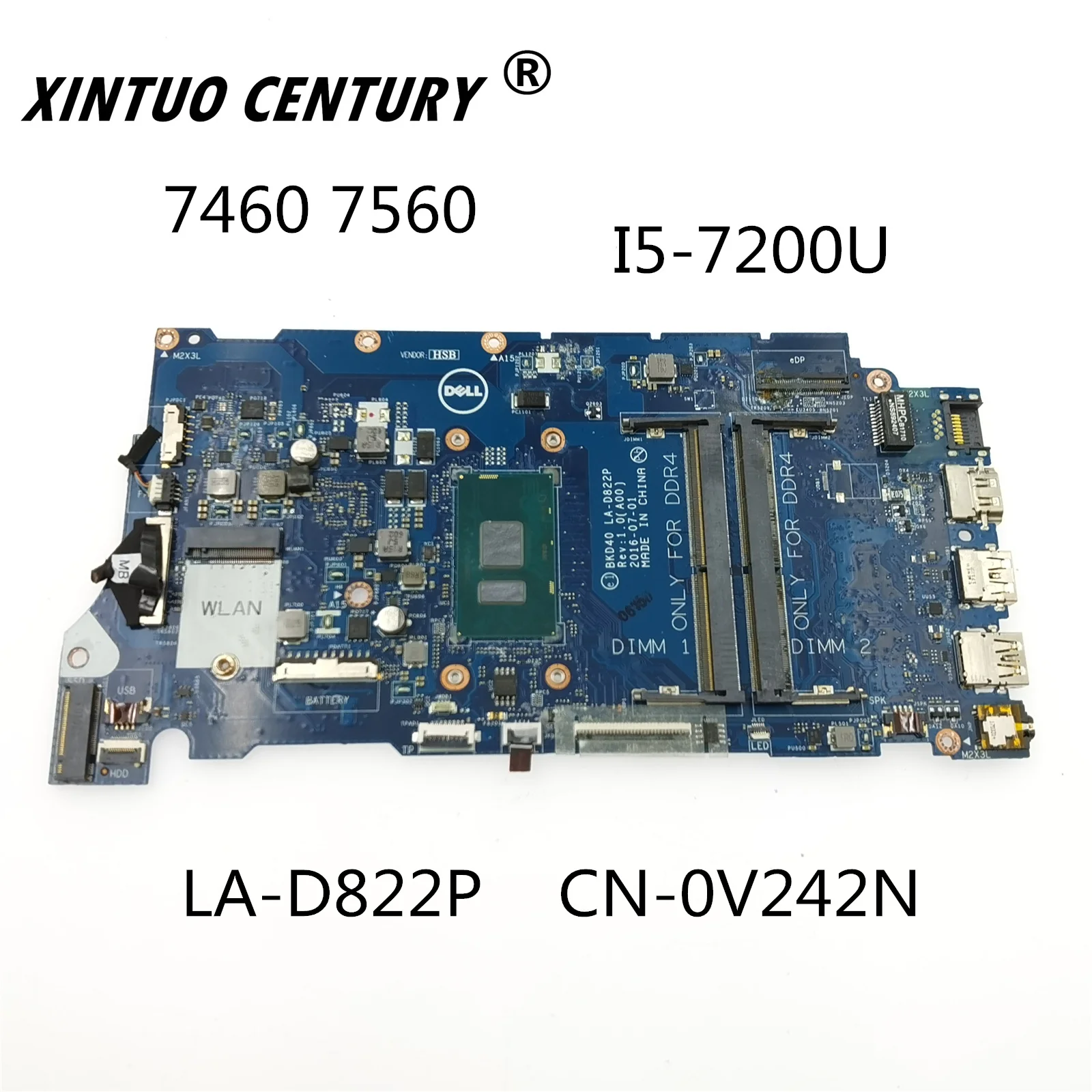 

LA-D822P 0V242N V242N для DELL Vostro 5468 7460 7560 материнская плата для ноутбука BKD40 с SR2ZU CN-0V242N 100% работает хорошо