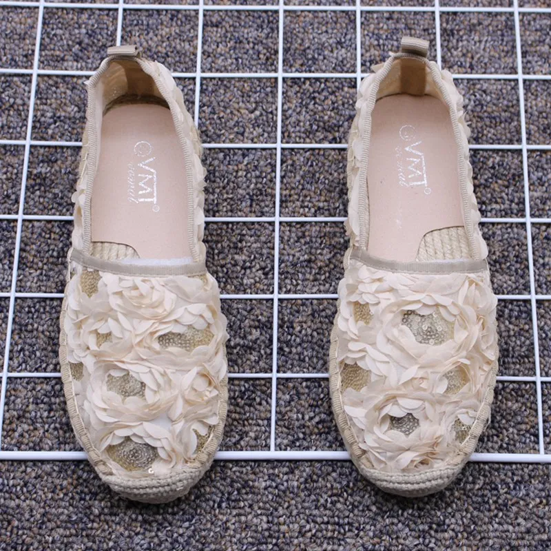 Женская обувь без застежки из соломенной пеньковой ткани Повседневная Удобная