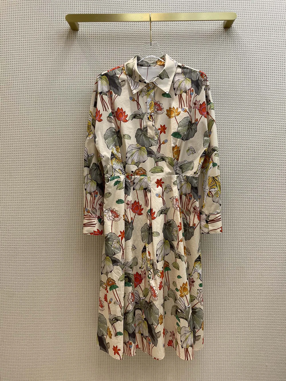 

2021 autumn women's fashion new high quality lotus flower shirt dresses