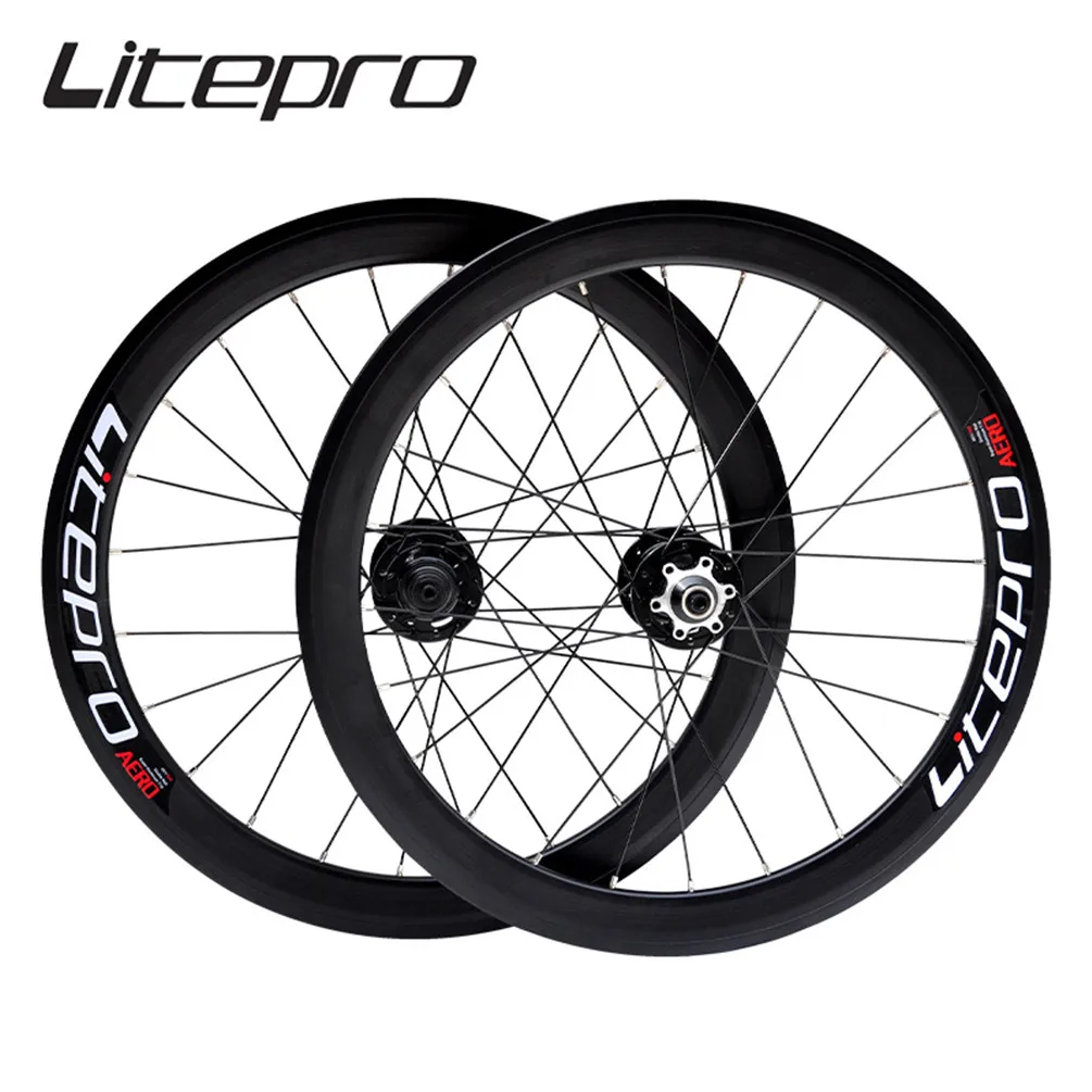 Bestellen Litepro S42 AERO Faltrad 20 Zoll 406/451 V Disc Bremse 11 Speed Laufradsatz 4 Versiegelt Lager Legierung Räder BMX Fahrrad Felgen