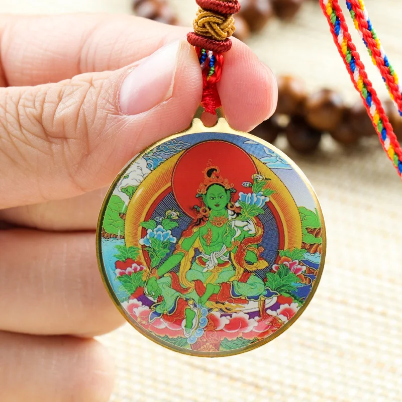Зеленый Тара Будда статуя маленький танка тибетских Буддизм Медь Подвеска из