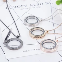 3cm round living memory photo for floating charm glass locket pendant necklace gifts for women accessories rose gold chain