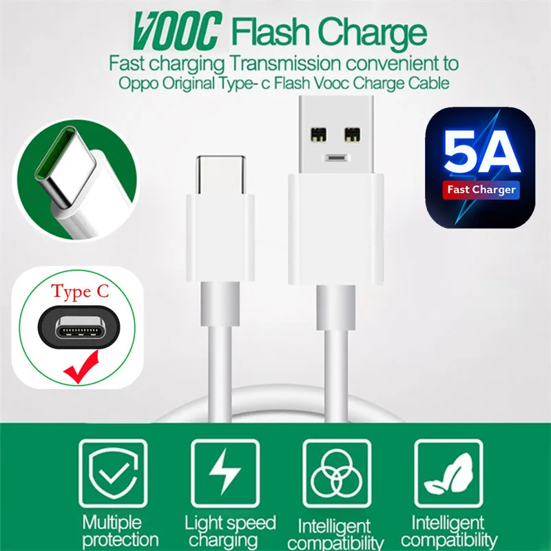 10 pcs 5a super charge vooc flash fast type c charger cable for oppo f17 a53s a72 realme gt x2 8 7 6 pro huawei p30 honor 20 30i free global shipping