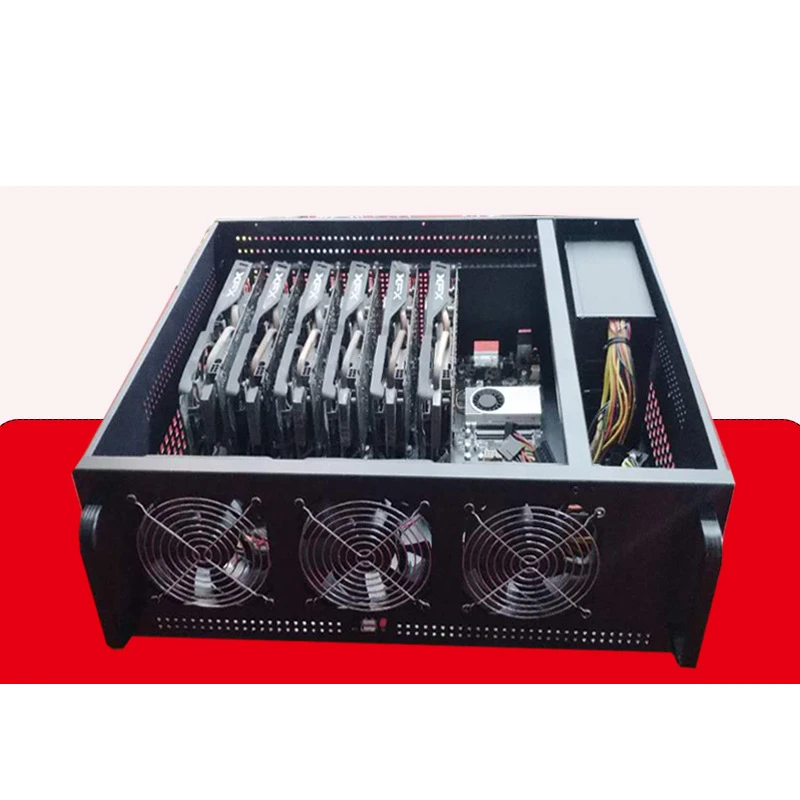 PC чехол для сервера USB Miner Rack ETH/ETC/ZEC/Monero XMR горная установка GPU рамка D1800-BTC B250-BTC-D8P-D3 4U шасси 6 видеокарта C