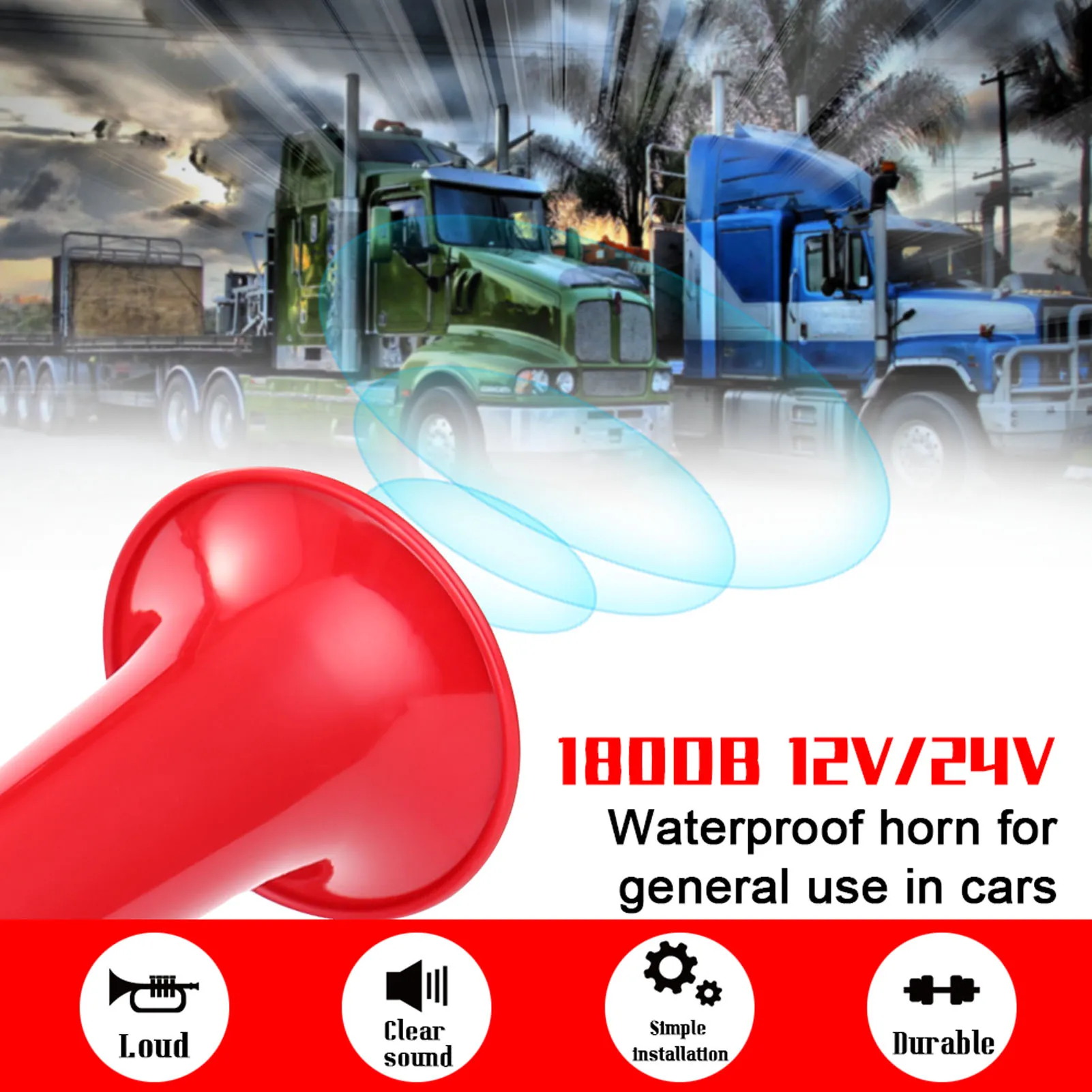 Автомобильный клаксон 12 0 в 24 В Универсальный водонепроницаемый с громким звуком